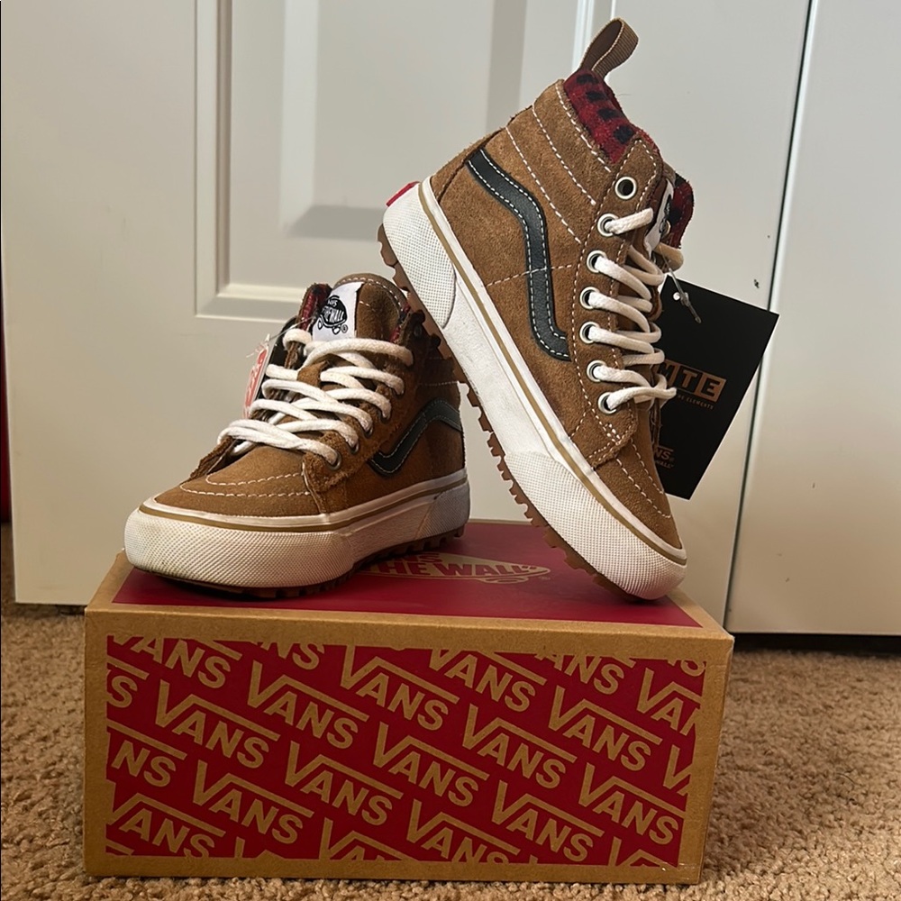 Vans Brown and White High-Top Sneakers